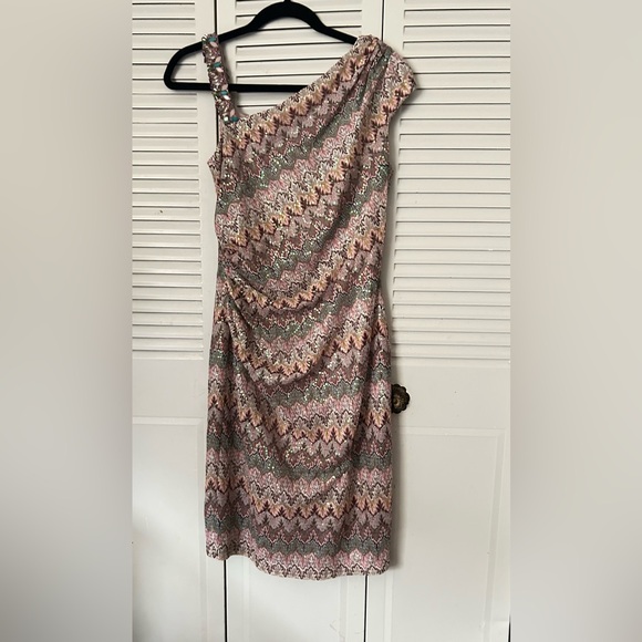 David Meister Sequin Beaded One Shoulder Dress – Size 6, Elegant Cocktail Party - Picture 1 of 10